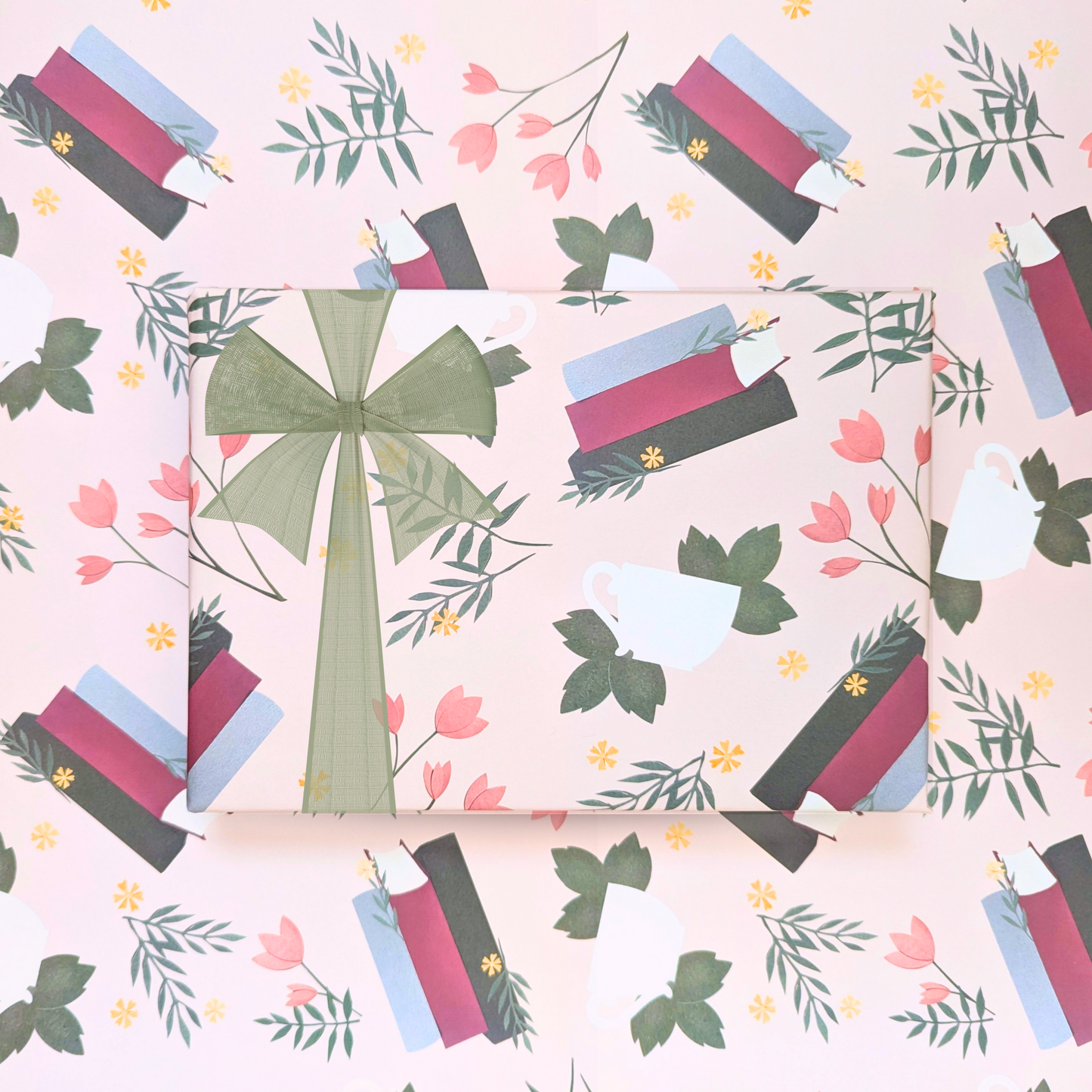 Literary Garden Gift Wrap (Blush)