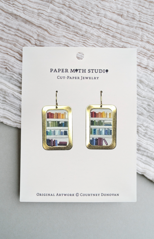 Bibliophile Collection: Intricately Crafted Bookshelf Earrings